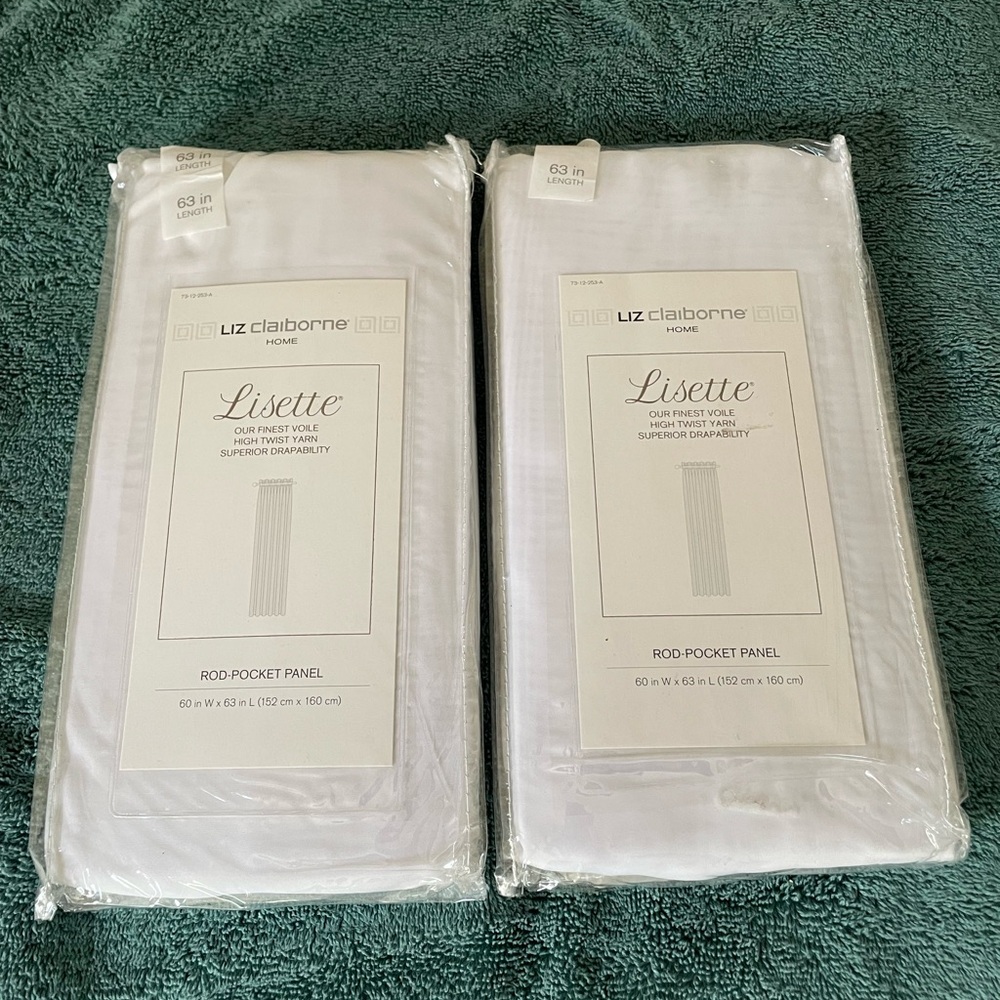 Liz Claiborne Lisette White Rod Pocket Panels